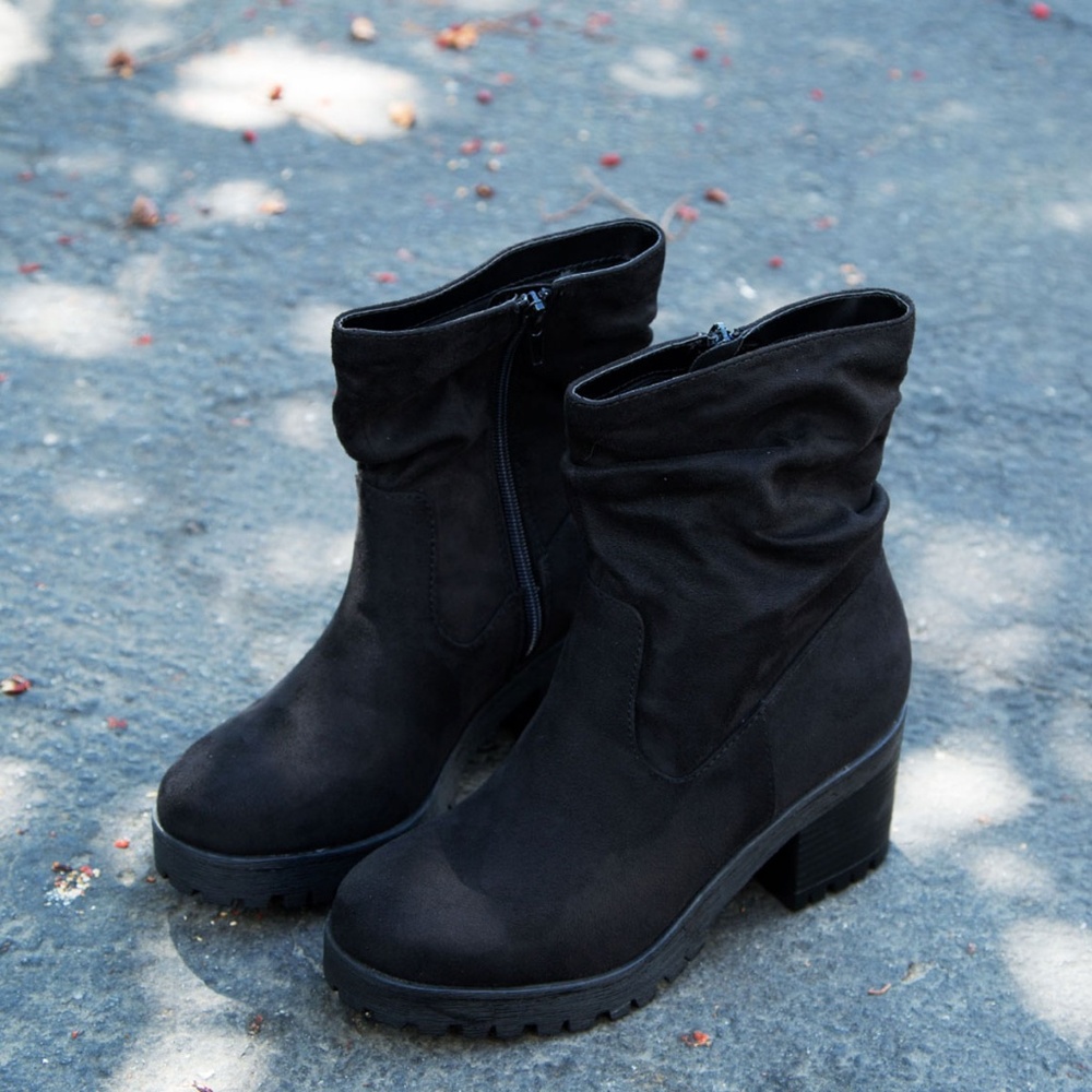 NEW🔥 Slouchy Boot Booties Chunky Heel Lug Sole - Picture 5 of 7